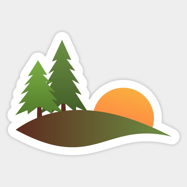 Trees and sun - forest, woods, wilderness logo Sticker by Mhea